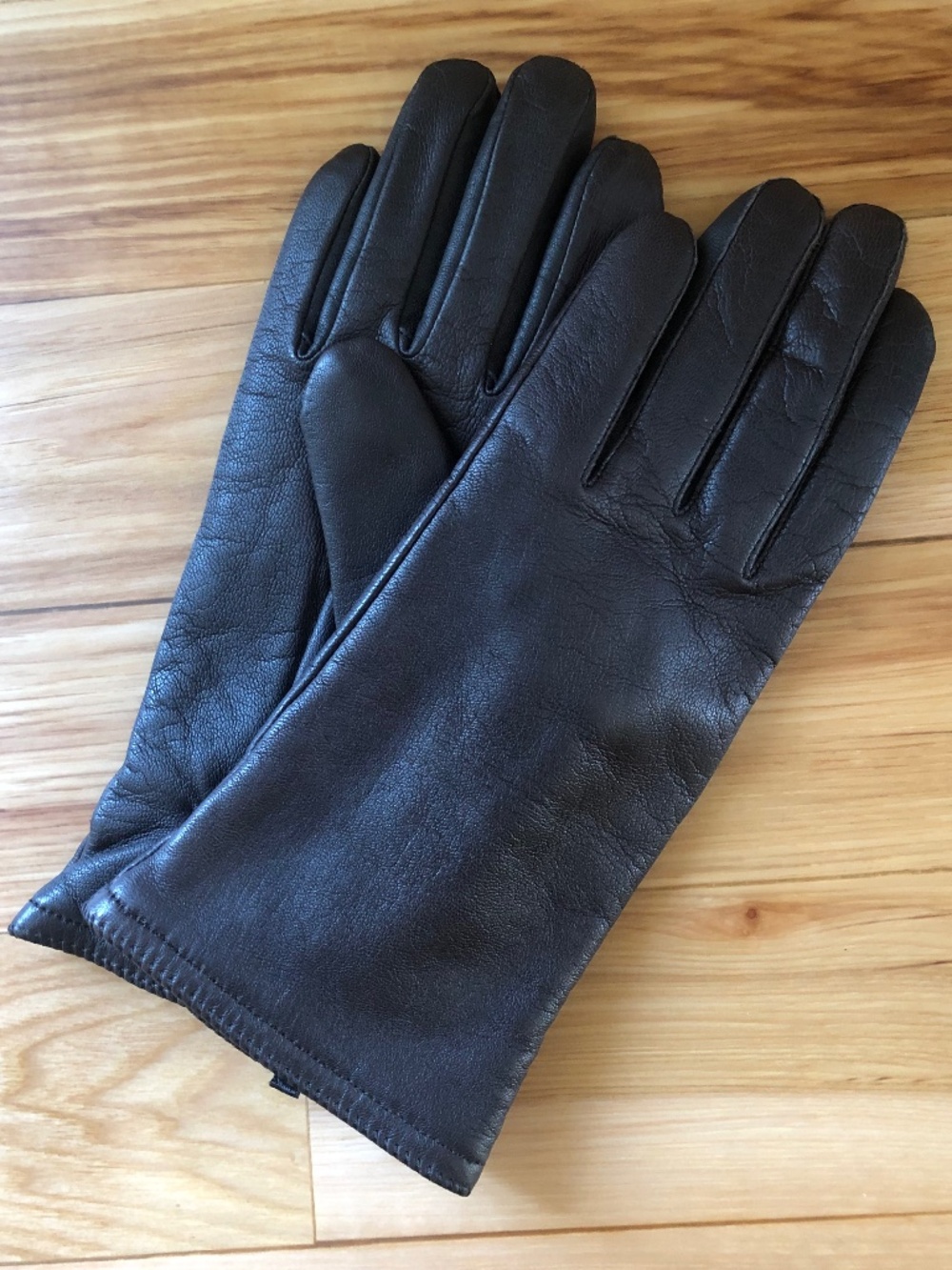 Brown Leather Gloves with 100% Wool Lining Size 7.5